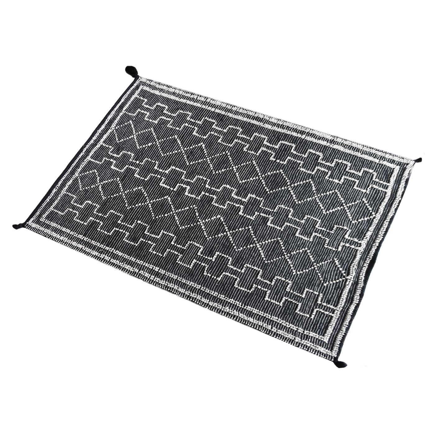 Area Rug, Bedroom Rug, Living Room Rug, Living Area Rug, Indian Rug, Office Carpet, Office Rug, Shop Rug Online, Pet, Black, Natural White, Pitloom, All Loop, Geometrical