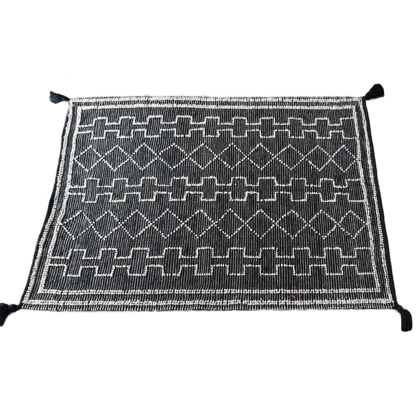 Area Rug, Bedroom Rug, Living Room Rug, Living Area Rug, Indian Rug, Office Carpet, Office Rug, Shop Rug Online, Pet, Black, Natural White, Pitloom, All Loop, Geometrical