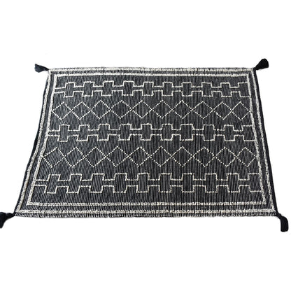 Area Rug, Bedroom Rug, Living Room Rug, Living Area Rug, Indian Rug, Office Carpet, Office Rug, Shop Rug Online, Pet, Black, Natural White, Pitloom, All Loop, Geometrical