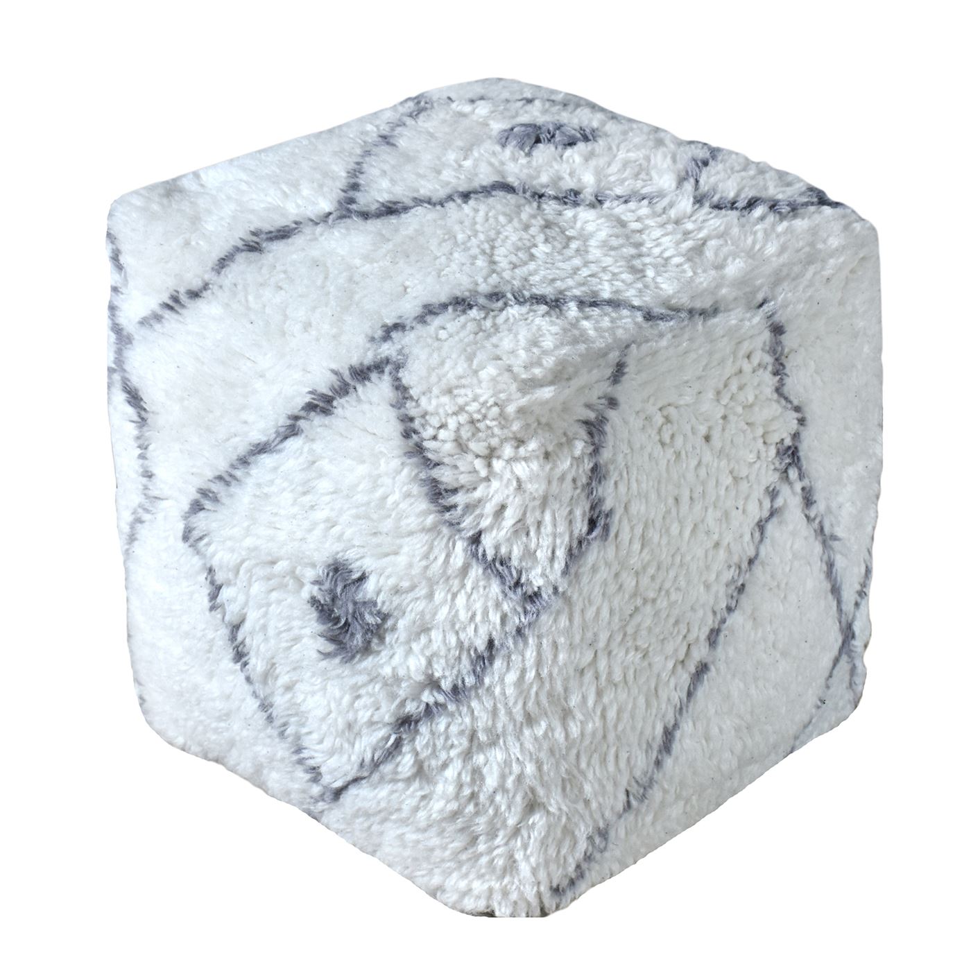 Gisors Pouf, Nz Wool, Natural White, Grey, Bm Sn, All Cut 