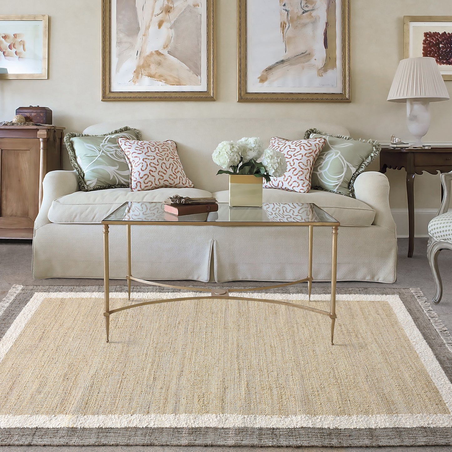 GLOUCESTER RUG - NATURAL/SAGE - JUTE/WOOL
