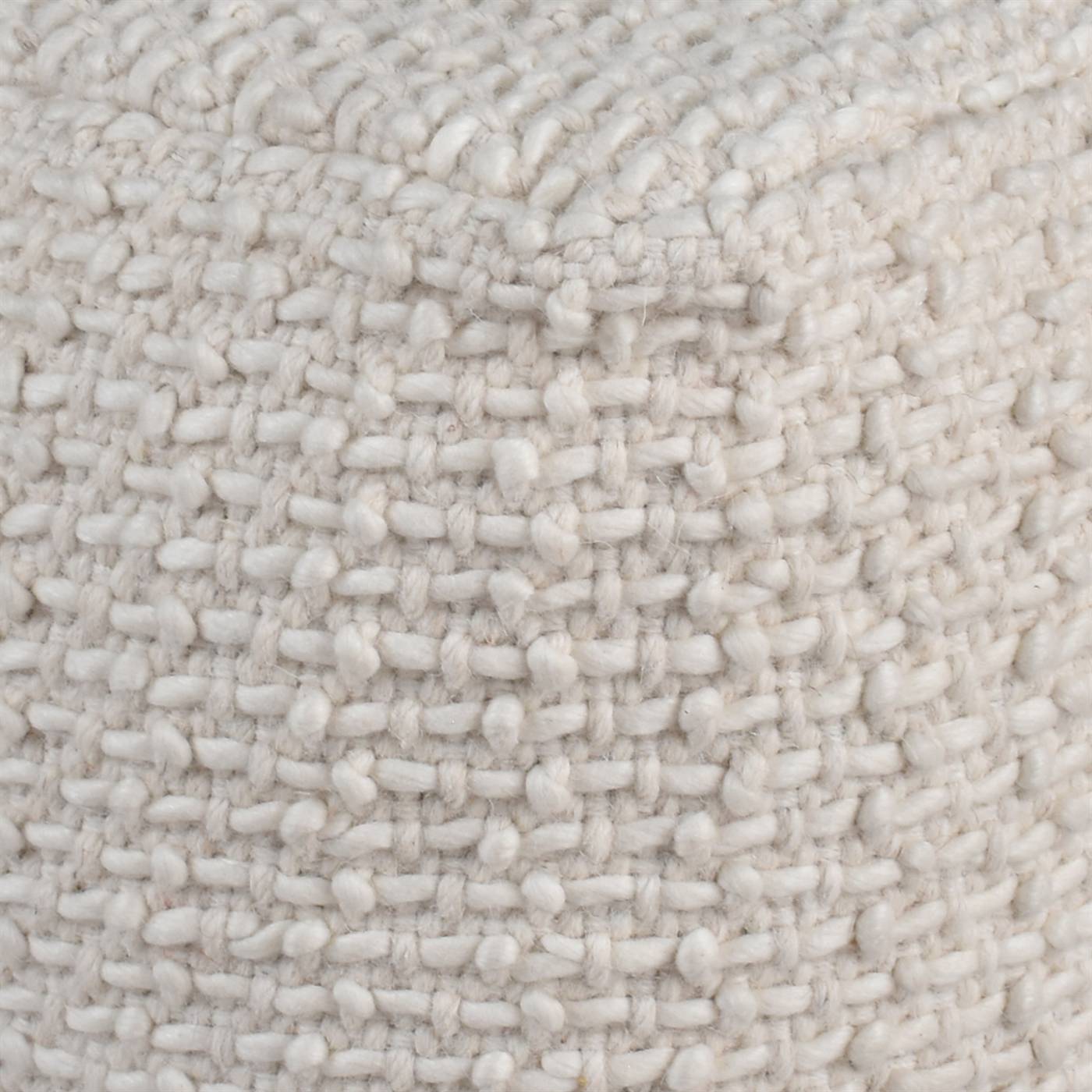 Govalle Pouf, 40x40x40 cm, Natural White, Wool, Hand Woven, Pitloom, Flat Weave