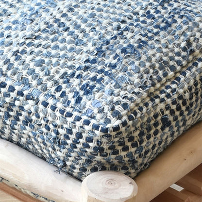 Gozo Stool, Denim, Wool, Blue, Natural White, Pitloom, Flat Weave