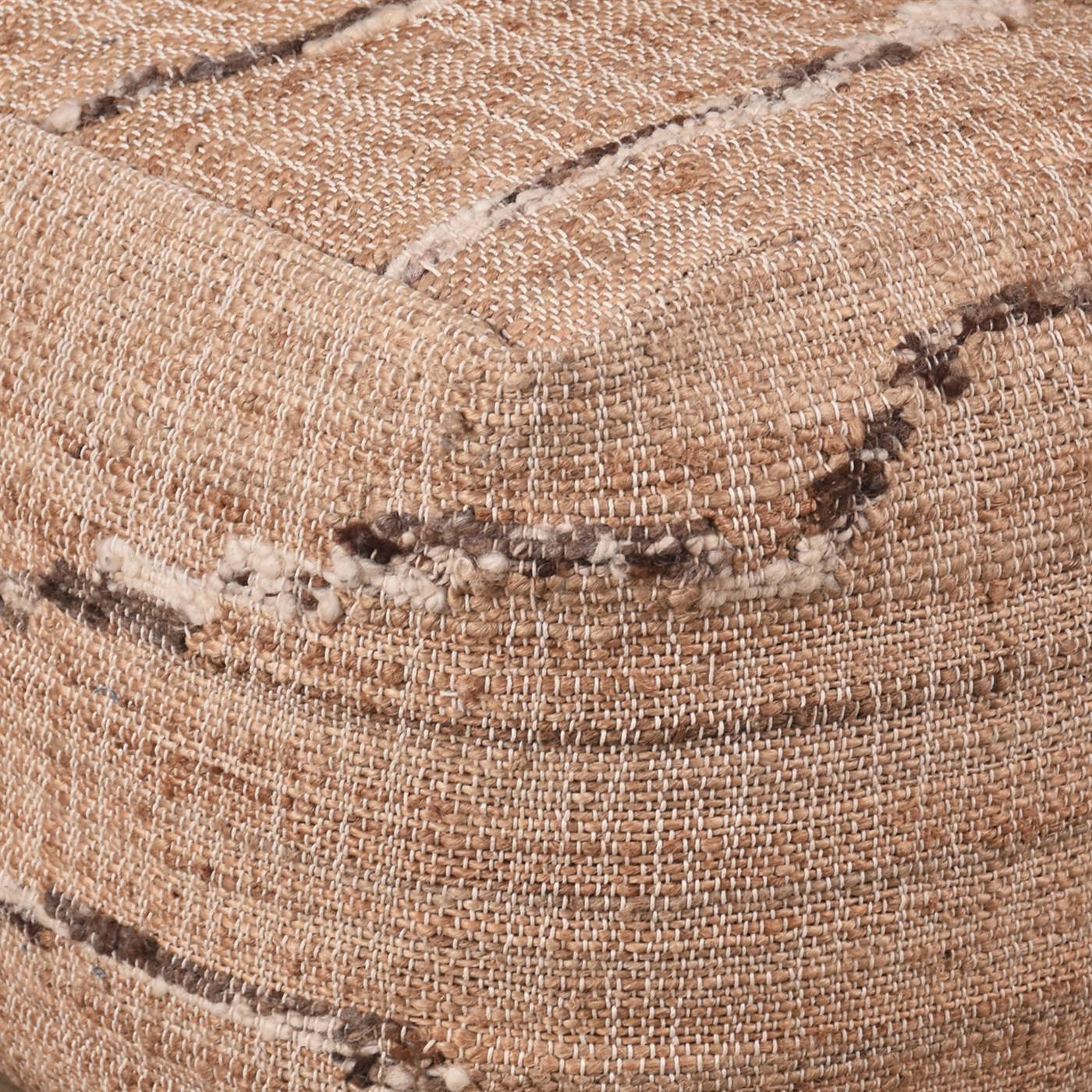 Grebe Pouf, 40x40x40 cm, Natural,  Brown, Jute, Wool, Hand Woven,  Pitloom, Flat Weave