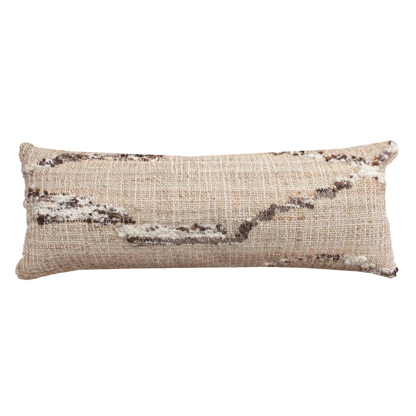 Grebe Lumber Cushion Opt-1, 36x91 cm, Natural, Brown, Jute, Wool, Hand Woven, Pitloom, Flat Weave