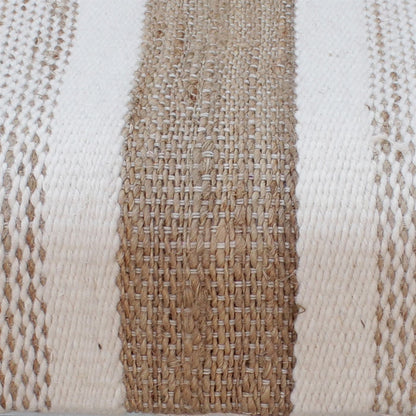Gstrow-Ii Bench, Jute, Wool, Polyester, Natural, Natural White, Pitloom, Flat Weave