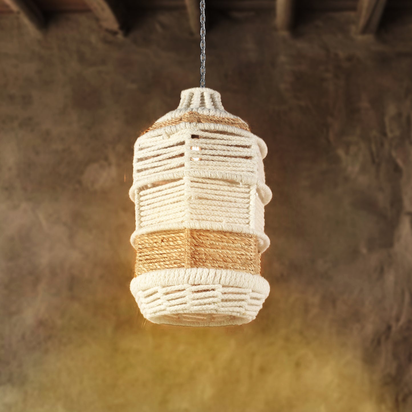 GUARIBA II LAMP - IVORY/NATURAL - HAND MADE - JUTE/WOOL