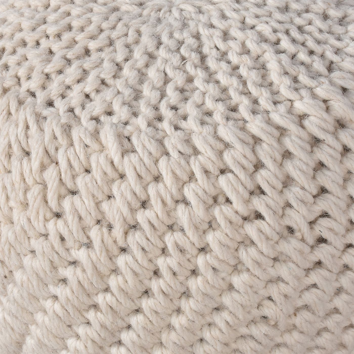 Haifa Pouf, Wool, Natural White, Hm Knitted, Flat Weave