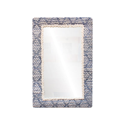 HAKEA WALL MIRROR - IVORY/BLUE - HAND WOVEN - MDF STRUCTURE - WOOL + COTTON DENIM