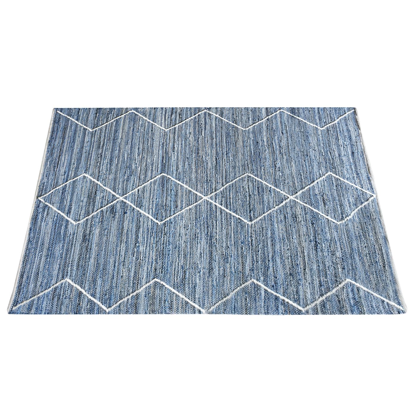 Area Rug, Bedroom Rug, Living Room Rug, Living Area Rug, Indian Rug, Office Carpet, Office Rug, Shop Rug Online, Denim, Wool, Blue, Pitloom, Flat Weave, Traditional