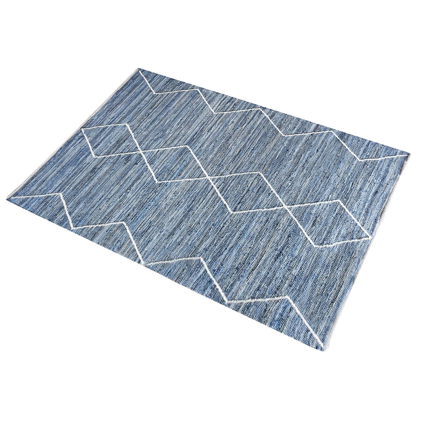 Area Rug, Bedroom Rug, Living Room Rug, Living Area Rug, Indian Rug, Office Carpet, Office Rug, Shop Rug Online, Denim, Wool, Blue, Pitloom, Flat Weave, Traditional