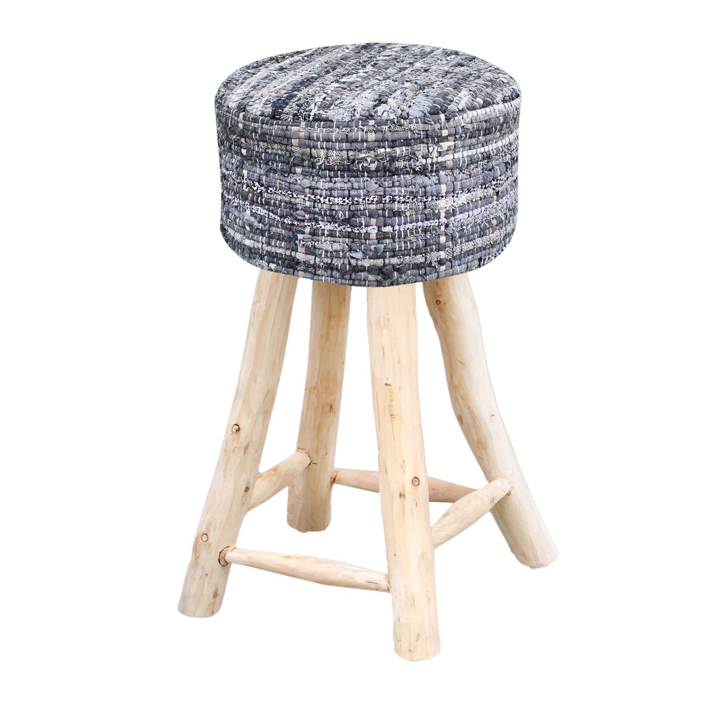 Harris Bar Stool, Denim, Blue, Pitloom, All Cut