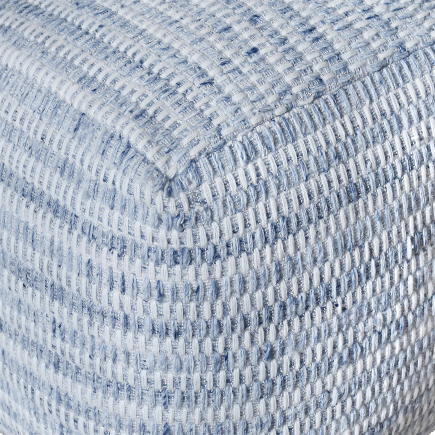 Hattem Pouf, Pet, Natural White, Blue, Hand woven, Flat Weave 