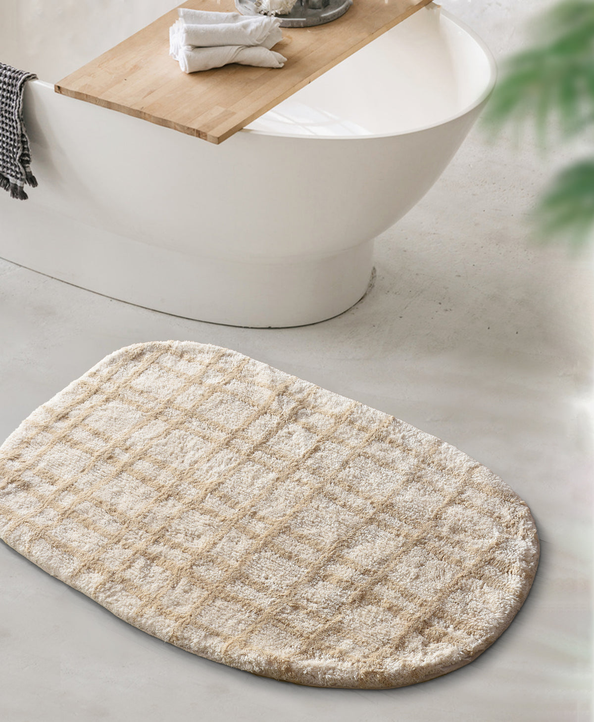 HAZLETON BATH RUG - IVORY/BEIGE - COTTON - TABLE TUFTED