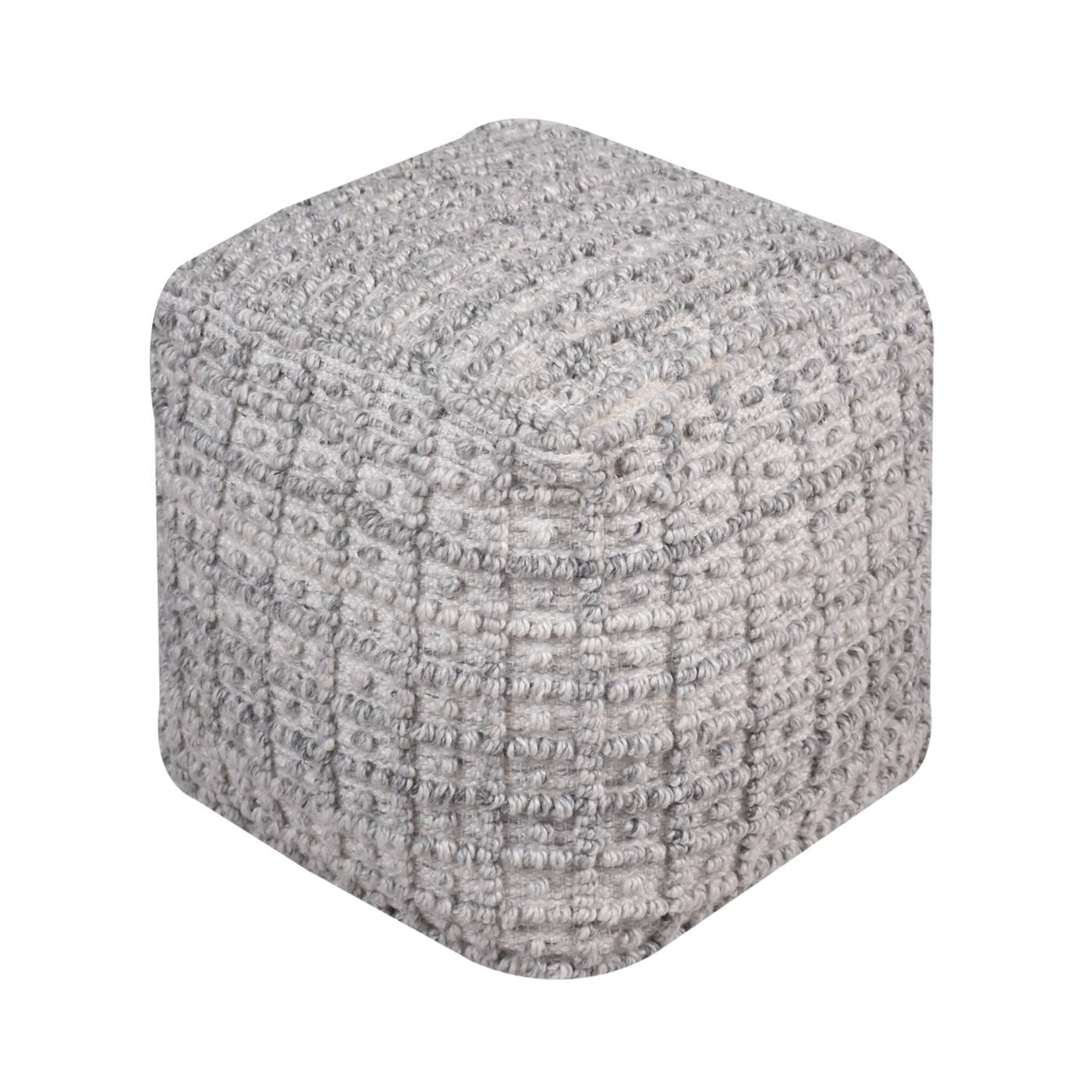 Henle Pouf, 40x40x40 cm, Grey, PET, Hand Woven, Pitloom, Flat Weave