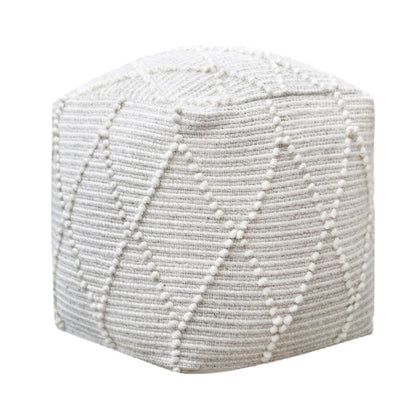 Hensley Pouf, Wool, Cotton, Natural White