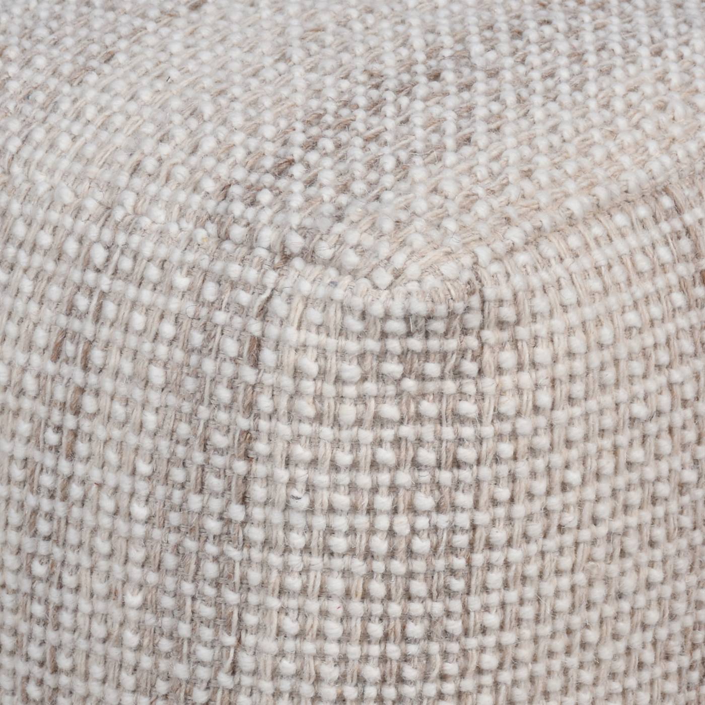 Highland Pouf, 40x40x40 cm, Natural White, Wool, Hand Woven, Handwoven, All Loop