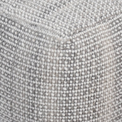Highland Pouf, 40x40x40 cm, Grey, Wool, Hand Woven, Handwoven, All Loop