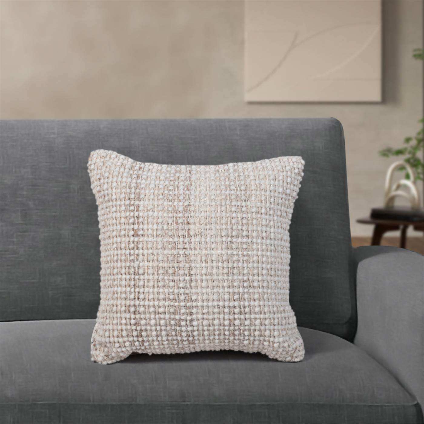 Highland Cushion, 45x45 cm, Natural White, Wool, Hand Woven, Handwoven, All Loop