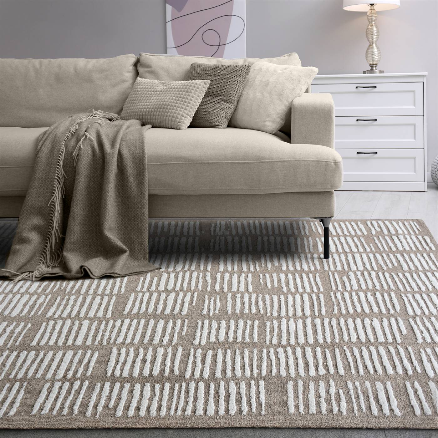 Area Rug, Bedroom Rug, Living Room Rug, Living Area Rug, Indian Rug, Office Carpet, Office Rug, Shop Rug Online, Beige, Natural White, Wool, Circular Knitting, Handtufted, Cut And Loop, Captivating