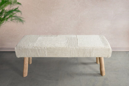 HJALLI BENCH - IVORY - HAND MADE - WOOL/COTTON