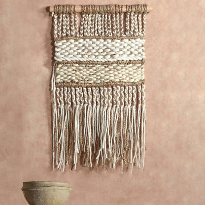 HOLAR WALL HANGING - NATURAL/IVORY - HAND KNITTED - JUTE + WOOL