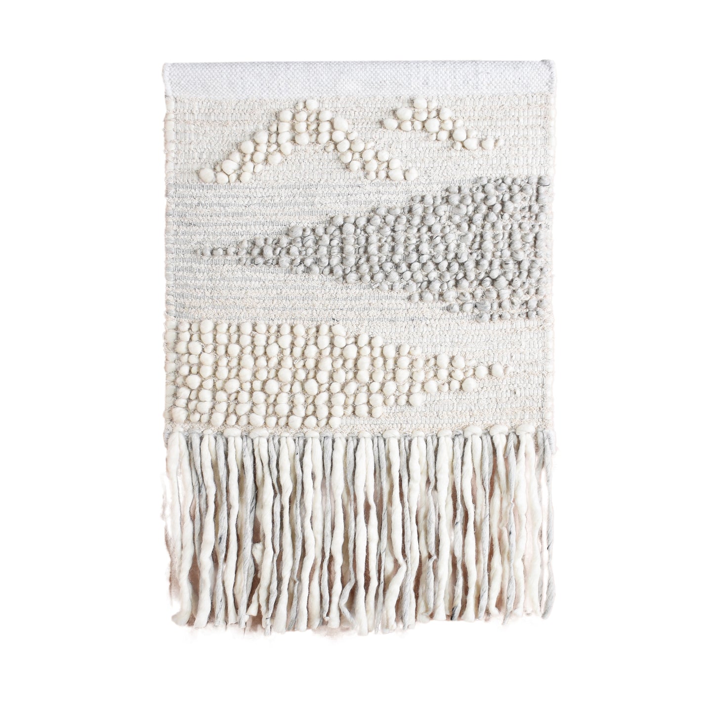 HUNEDO WALL HANGING - IVORY/GREY - HANDWOVEN - WOOL/COTTON SALVAGE