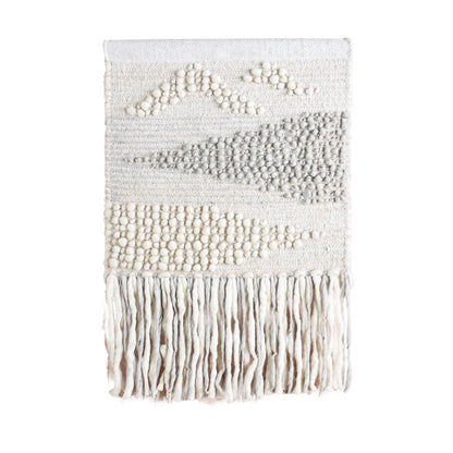 HUNEDO WALL HANGING - IVORY/GREY - HANDWOVEN - WOOL/COTTON SALVAGE