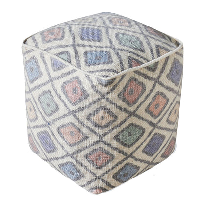 Ikeda Pouf, Cotton, Multi, Hand woven, Flat Weave