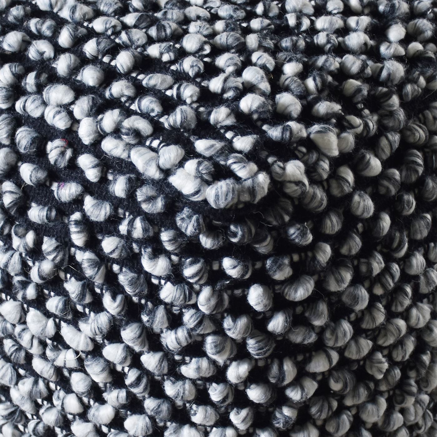 Irena Pouf, Polyester, Wool, Charcoal, Natural White, Pitloom, All Loop