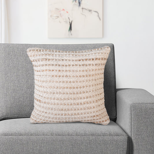 IRIGA CUSHION - JUTE/WOOL - IVORY/NATURAL - HANDWOVEN
