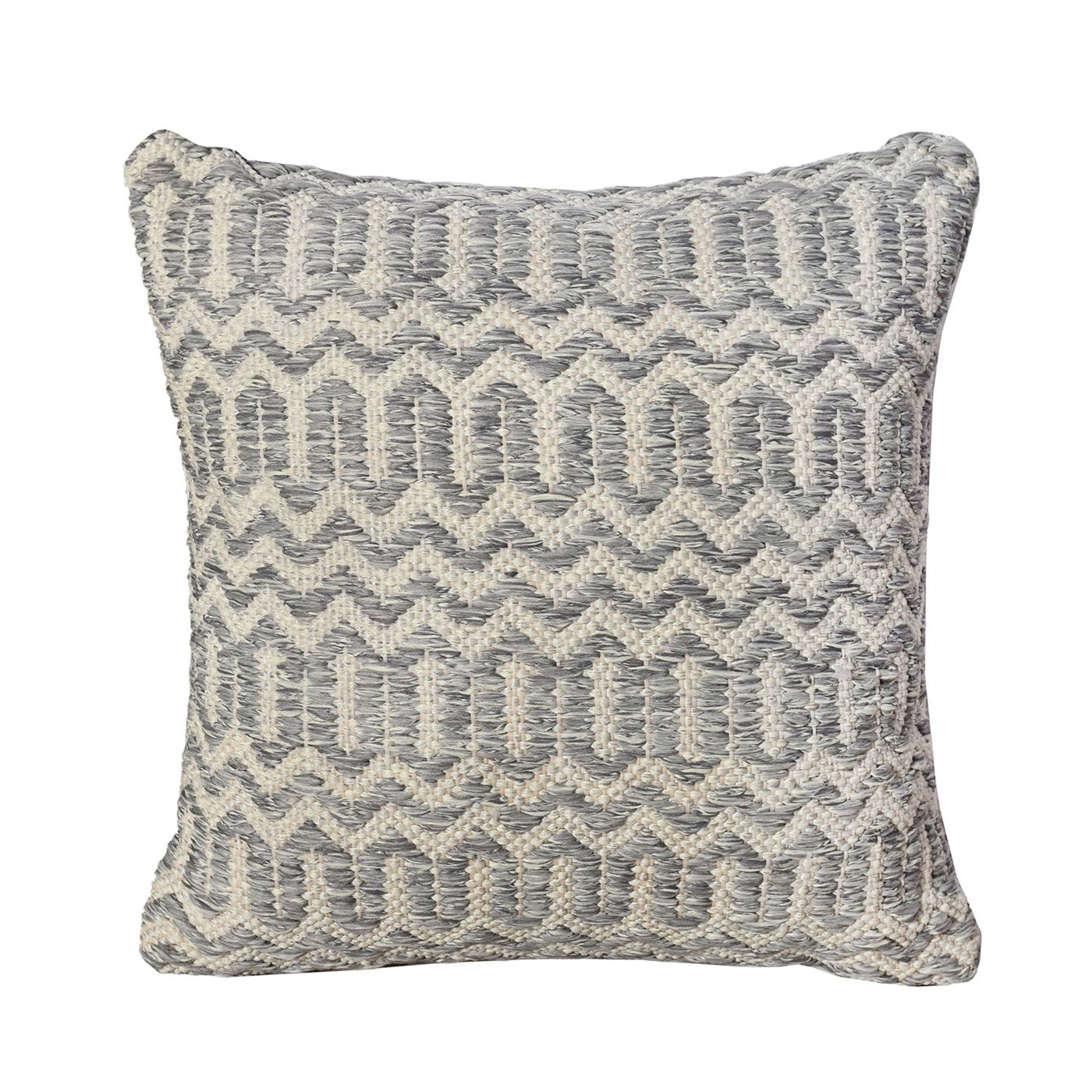 Iskar Pillow, Polypropylene, Natural White, Grey, Pitloom, Flat Weave