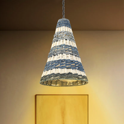 JABOTIC-II LAMP - IVORY/BLUE - HAND MADE - WOOL/DENIM