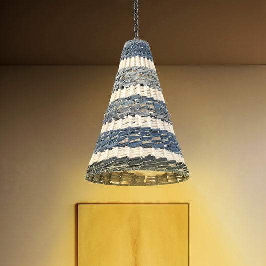 JABOTIC-II LAMP - IVORY/BLUE - HAND MADE - WOOL/DENIM
