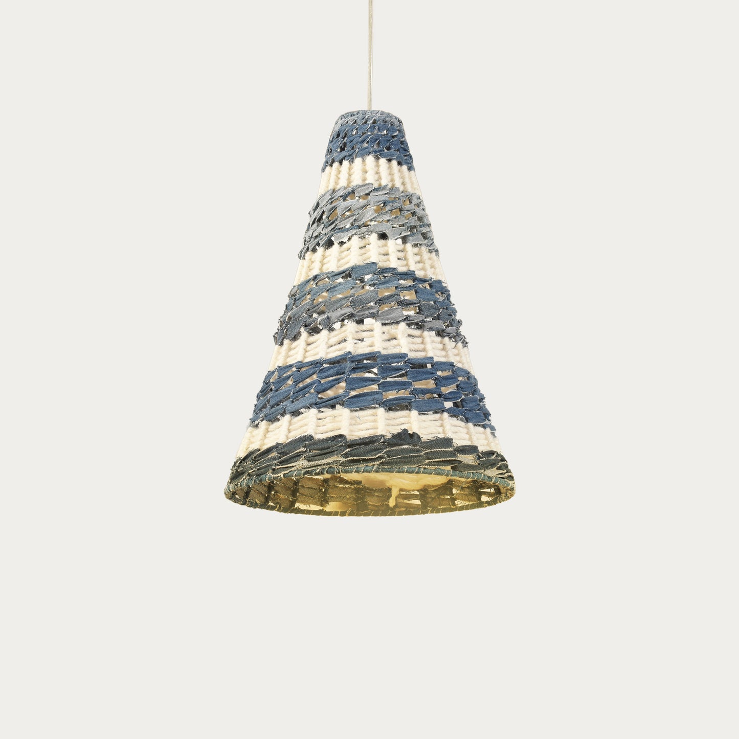 JABOTIC-II LAMP - IVORY/BLUE - HAND MADE - WOOL/DENIM