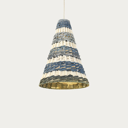 JABOTIC-II LAMP - IVORY/BLUE - HAND MADE - WOOL/DENIM