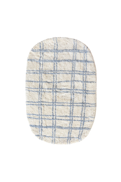 JASPERTON BATH RUG - IVORY/BLUE - COTTON - TABLE TUFTED