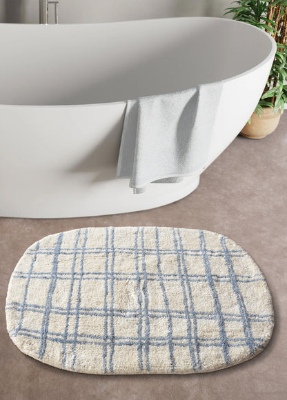 JASPERTON BATH RUG - IVORY/BLUE - COTTON - TABLE TUFTED