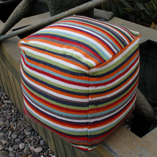 Jermyn Pouf, Cotton, Multi, Pitloom, Flat Weave 