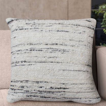 Johvi Cushion, 56x56 cm, Natural, Natural White, Wool, Hand Woven, Pitloom, Flat Weave