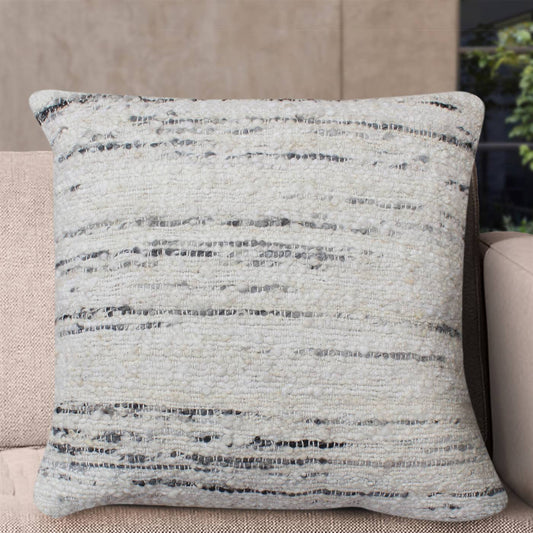 Johvi Cushion, 56x56 cm, Natural, Natural White, Wool, Hand Woven, Pitloom, Flat Weave