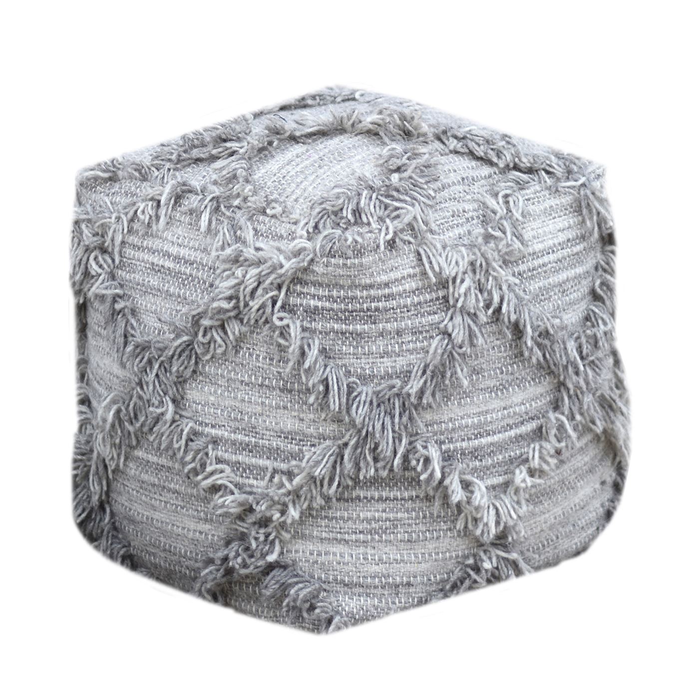 Jucar Pouf , Wool, Grey, Pitloom, All Cut 