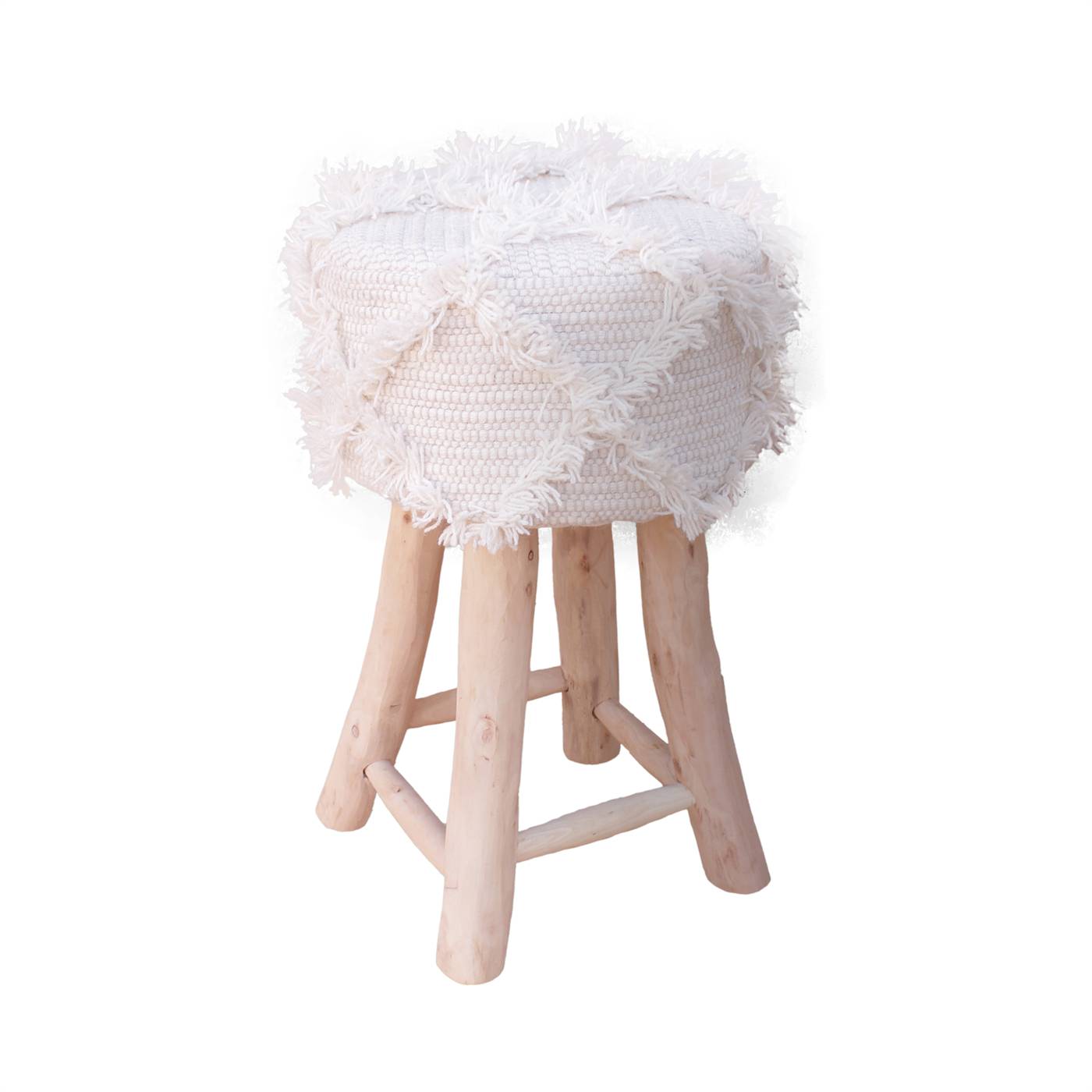 Jucar Bar Stool, 40x40x70 cm, Natural White, Wool, Hand Woven, Pitloom, Flat Weave