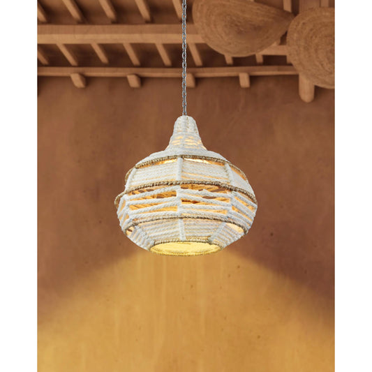 JUNQUEIR LAMP - IVORY/NATURAL - HAND MADE - WOOL + JUTE