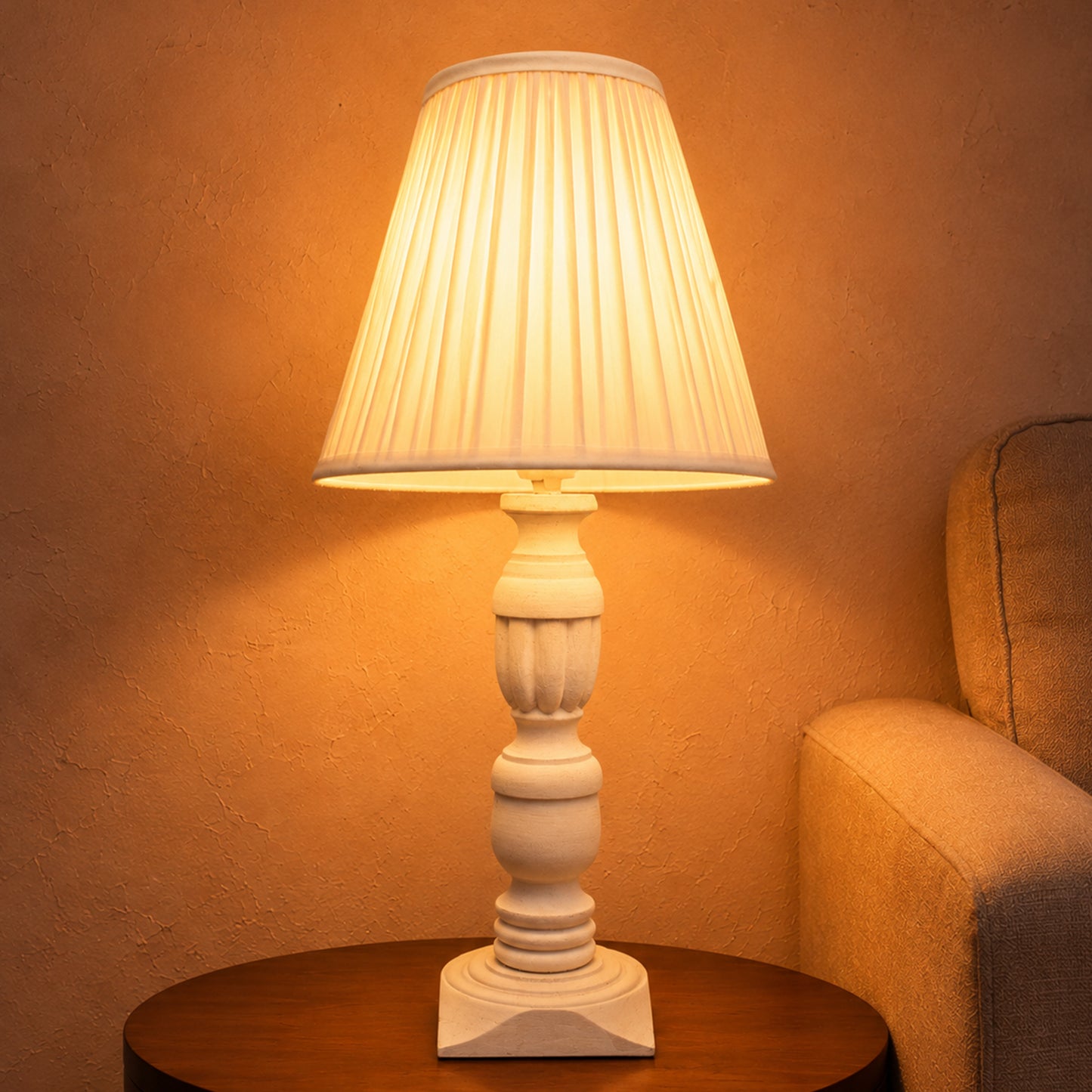 JAISAL TABLE LAMP - IVORY - HAND MADE - COTTON