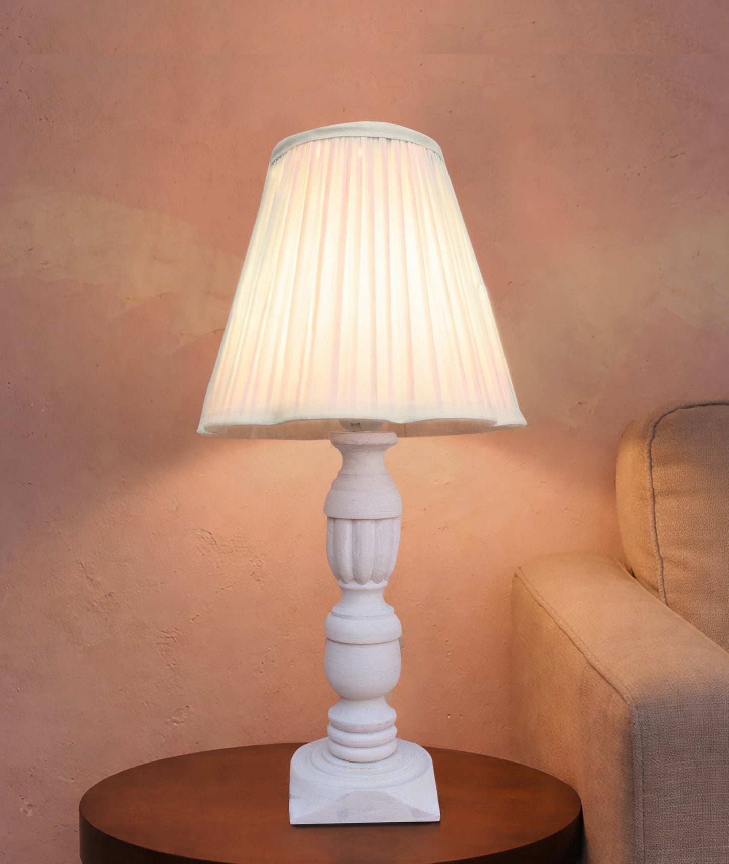 JAISAL TABLE LAMP - IVORY - HAND MADE - COTTON