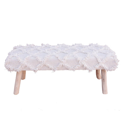 Jucar Bench, 120x40x50 cm, Natural White, Wool, Hand Woven, Pitloom, Flat Weave