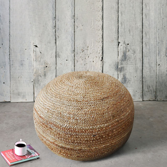 Jute Pouf, Jute, Natural, HM STITCHING / FLAT WEAVE