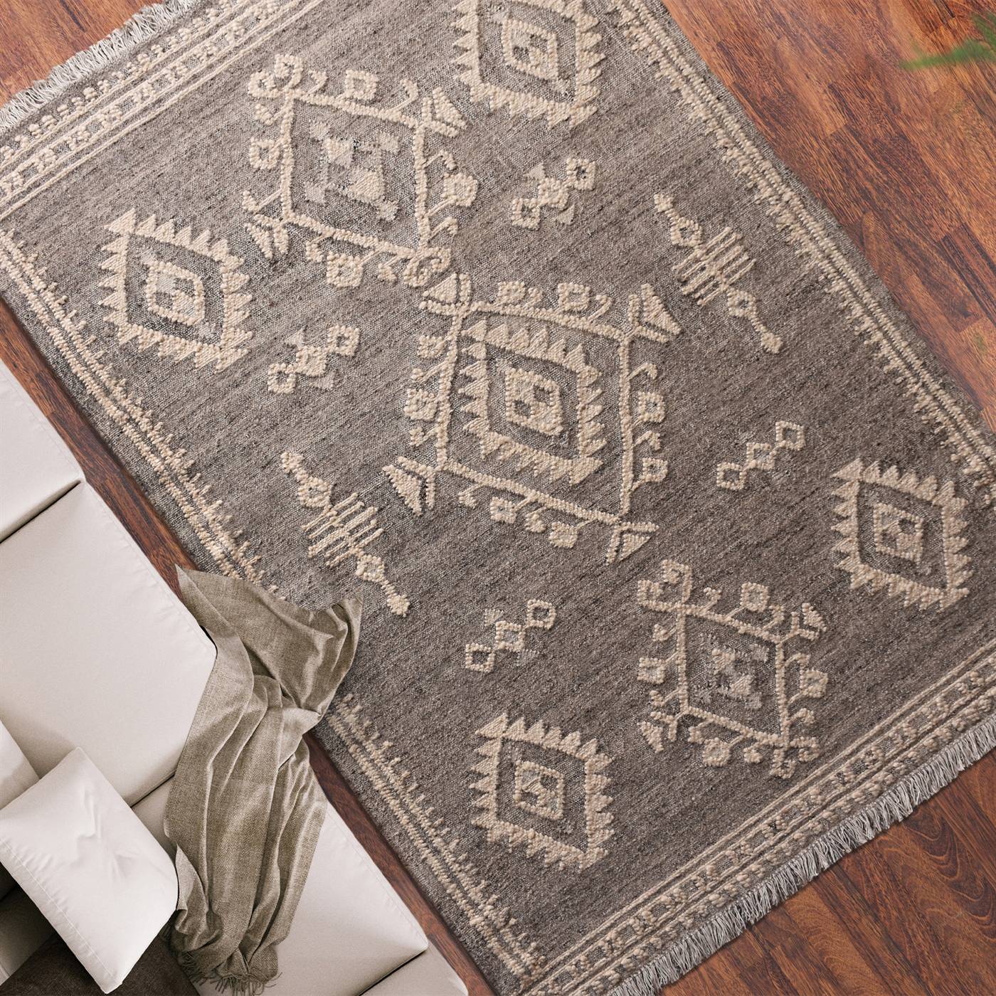 Area Rug, Bedroom Rug, Living Room Rug, Living Area Rug, Indian Rug, Office Carpet, Office Rug, Shop Rug Online, Grey, Natural White , Wool, Punja Kelim , Punja, Flat Weave, Intricate 