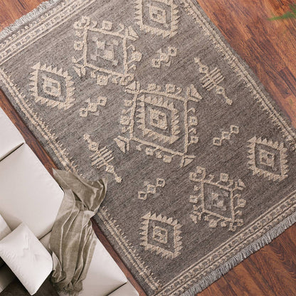 Area Rug, Bedroom Rug, Living Room Rug, Living Area Rug, Indian Rug, Office Carpet, Office Rug, Shop Rug Online, Grey, Natural White , Wool, Punja Kelim , Punja, Flat Weave, Intricate 